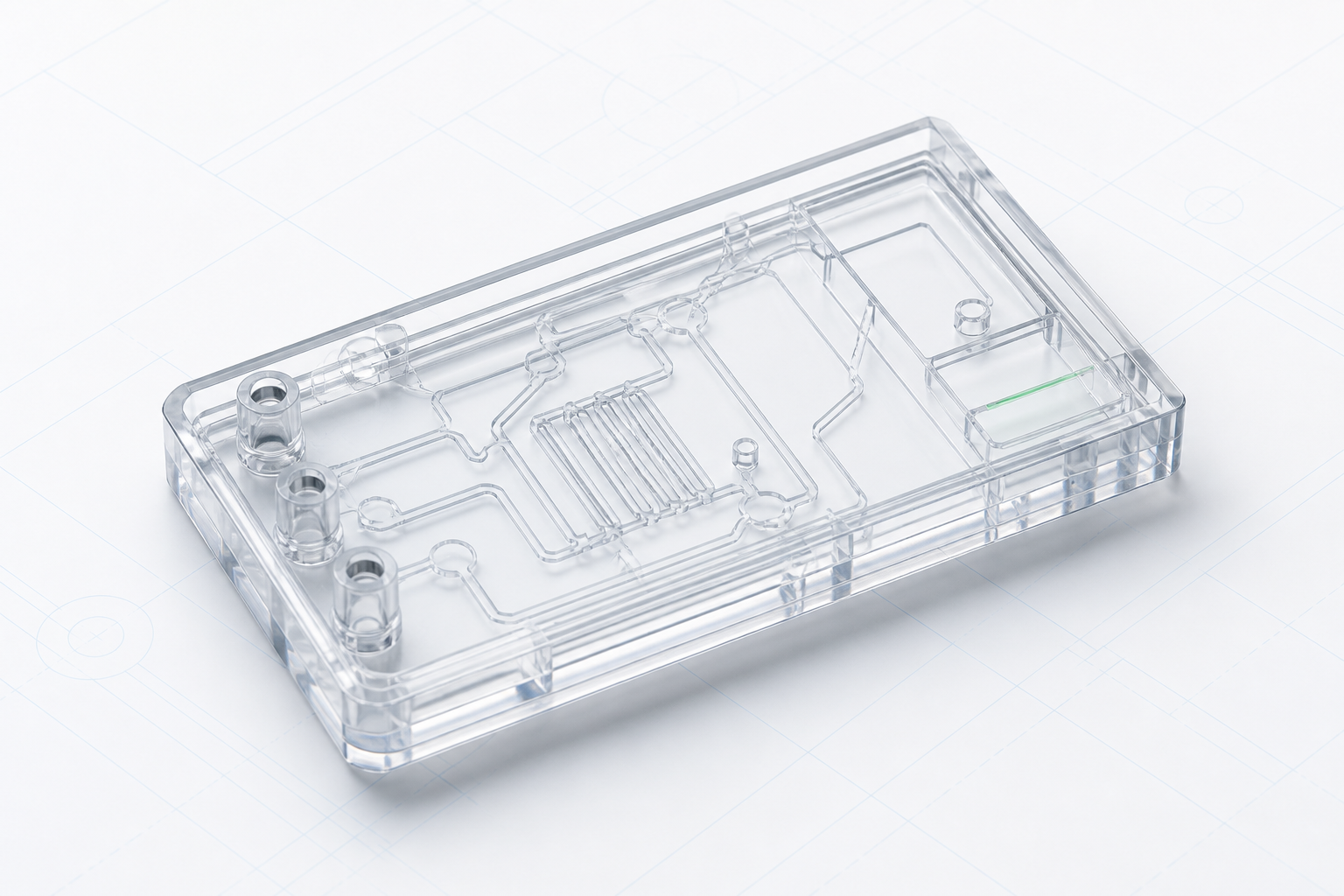 Generic transparent microfluidic cartridge render